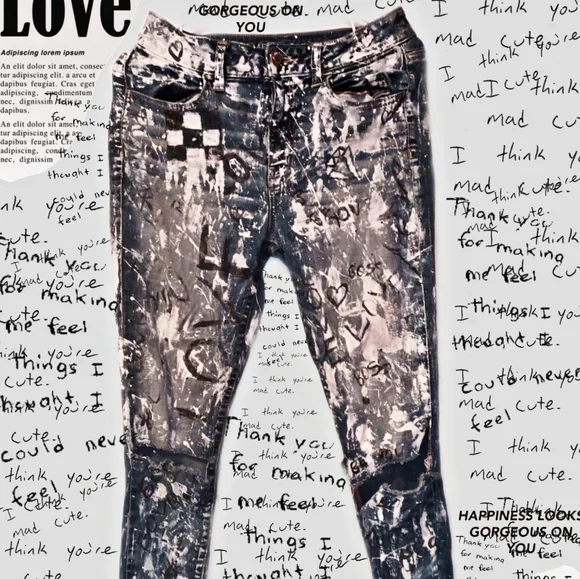 American Eagle Outfitters Jeans Baddie Grafitti Hirise Painted